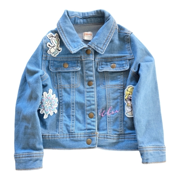 Disney Tutu Couture Frozen Denim  Jacket Girls 3T Snap Button Pocket Embroidered - Picture 1 of 7